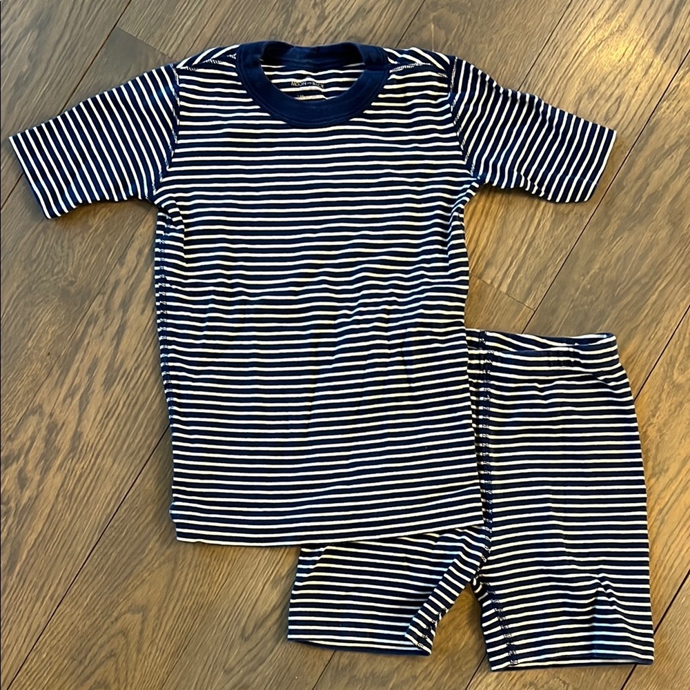 Hanna Andersson Striped Navy and White Kids Pajamas - size 10 (140)